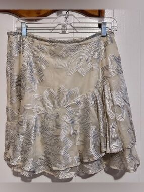 Nanette Lepore Cream and White Floral Embroidered Tiered Mini Skirt